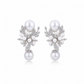 Izzari Pearl Radiance Diamond Drop Earrings