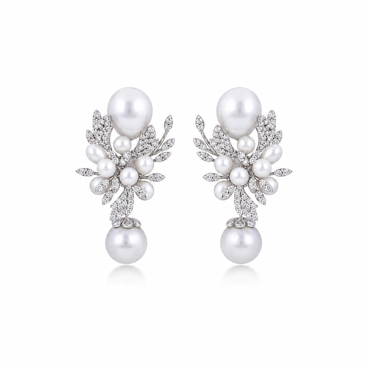 Izzari Pearl Radiance Diamond Drop Earrings