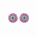 Izzari Roselle Emerald Ruby Floral Earrings