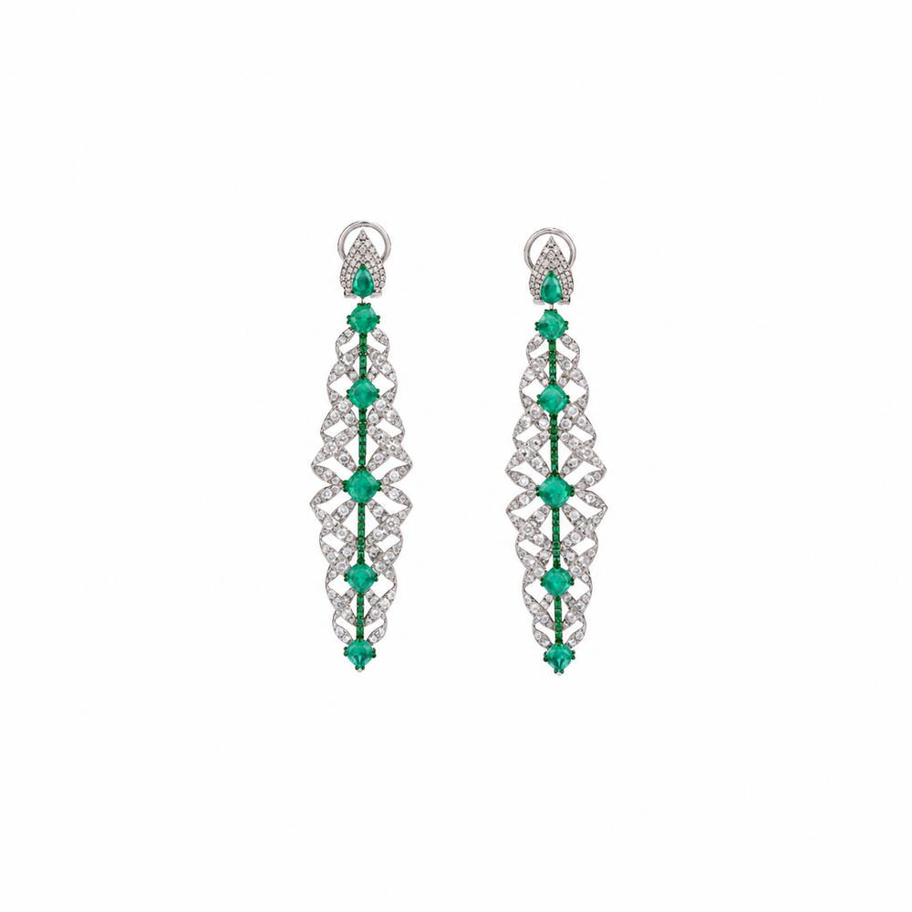 Verde Trinity Emerald Diamond Stud Earrings