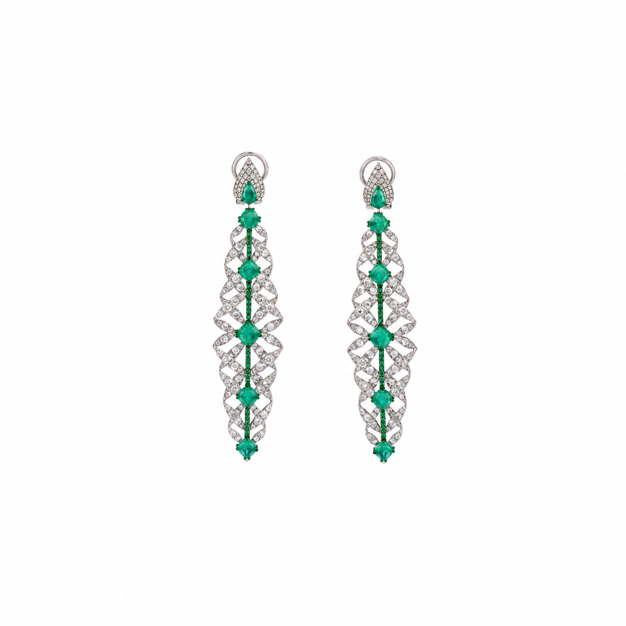 Verde Trinity Emerald Diamond Stud Earrings