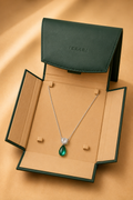 Emerald Drop Diamond Pendant Necklace in 18K Gold