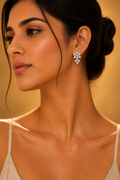 Celestia Floral Natural Diamond Drop Earrings in 18K Gold