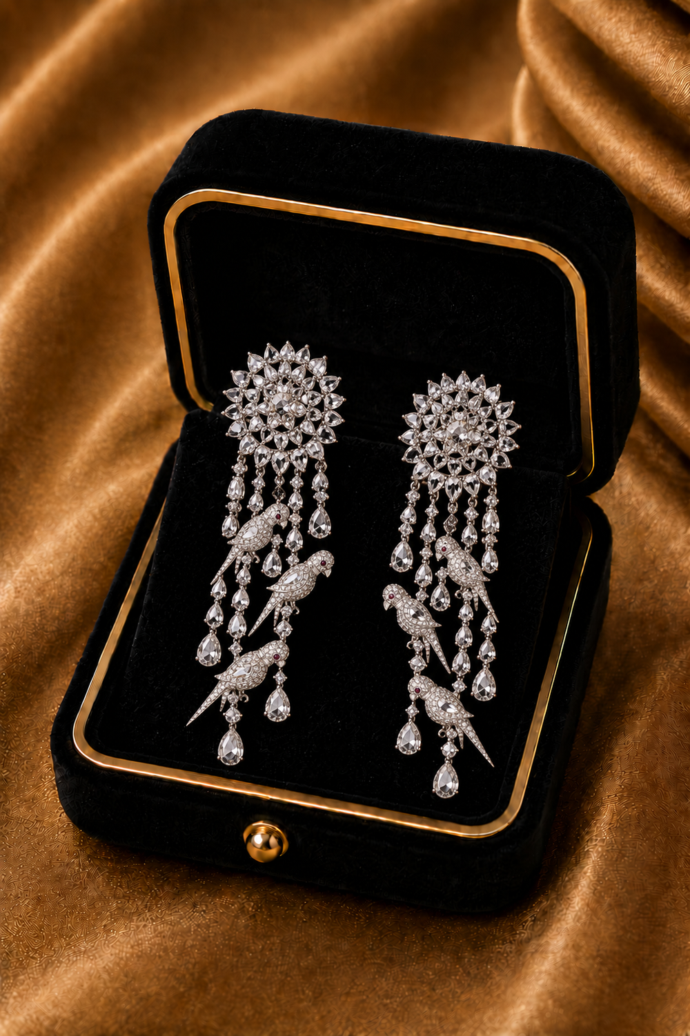 18K White Gold Diamond Chandelier Earrings