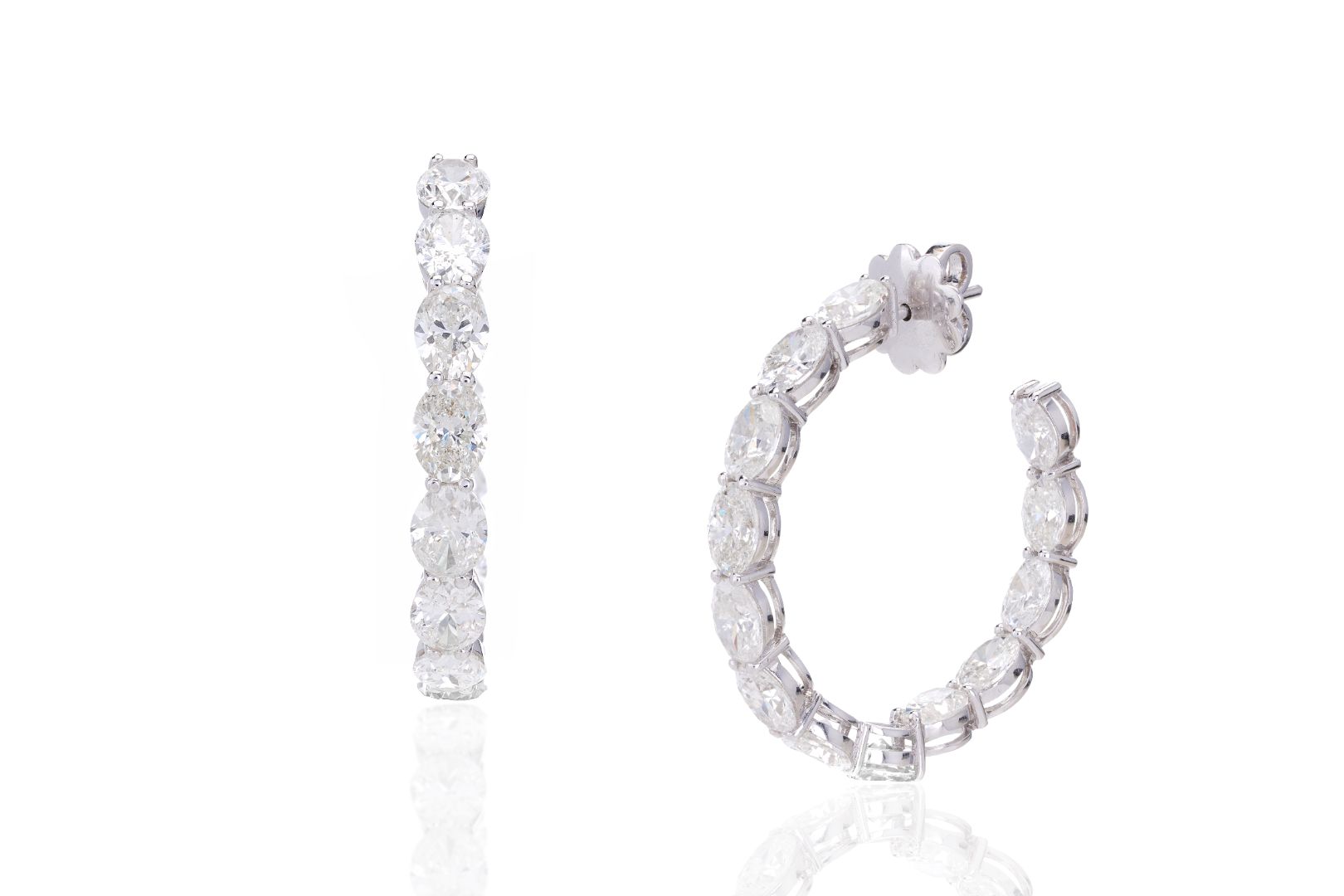 Oval Solitaire Hoop Earrings