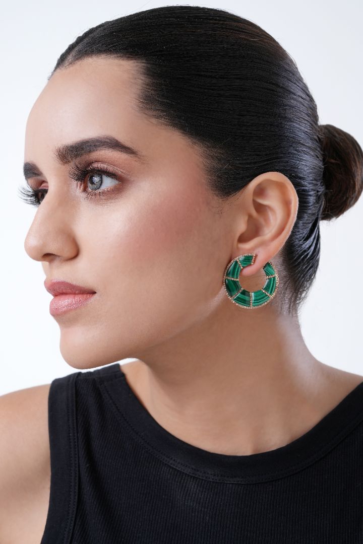Malachite Hoop Earrings