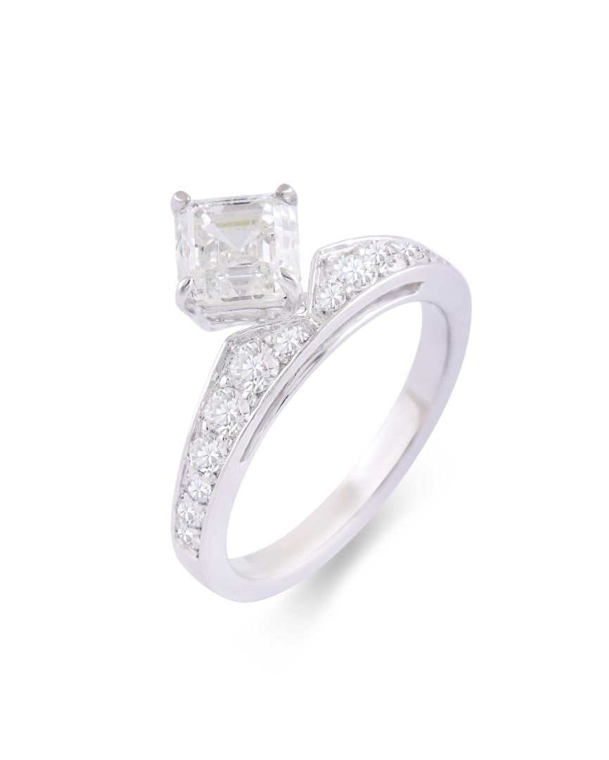 Asterica Asscher Crown Ring