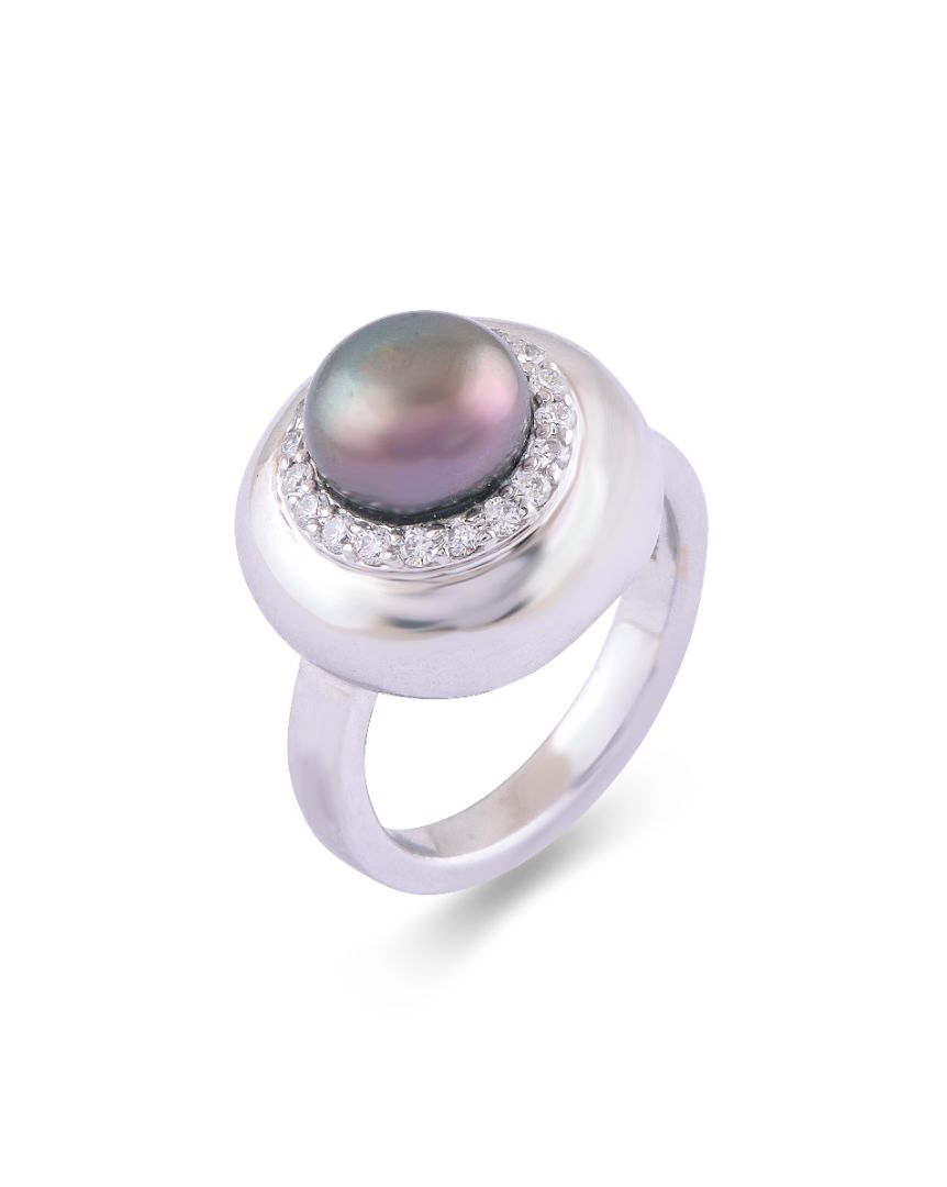 Bubble Grey Pearl Ring