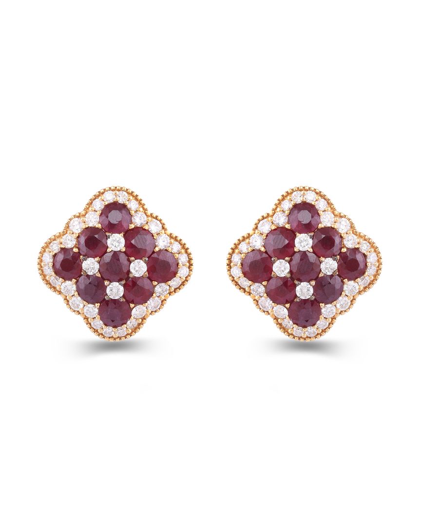 Hue Square Ruby Earrings