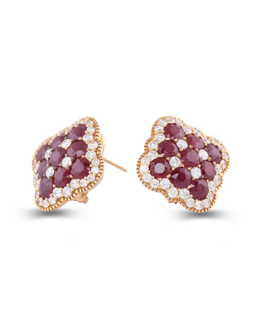Hue Square Ruby Earrings