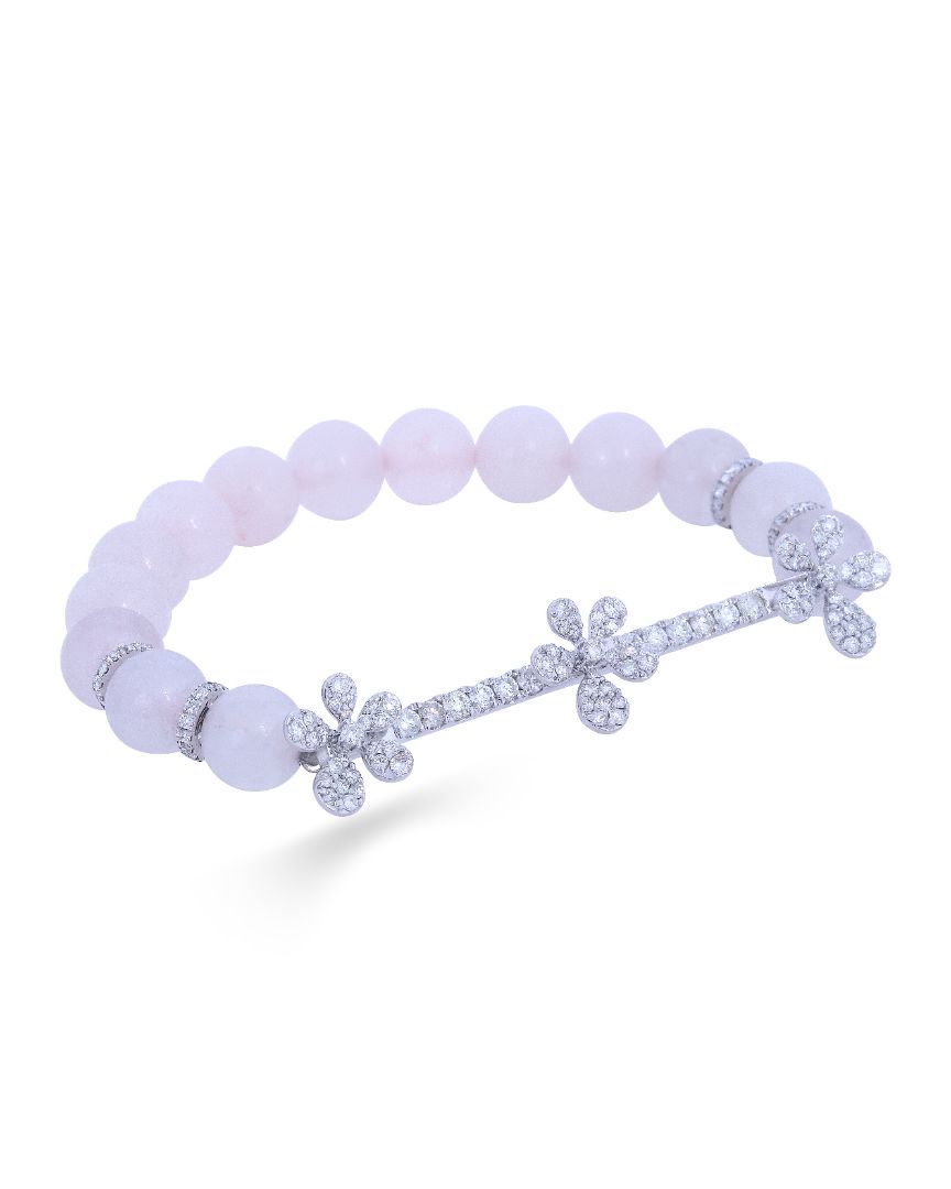 Jasmine Charm Bracelet - Rose Quartz