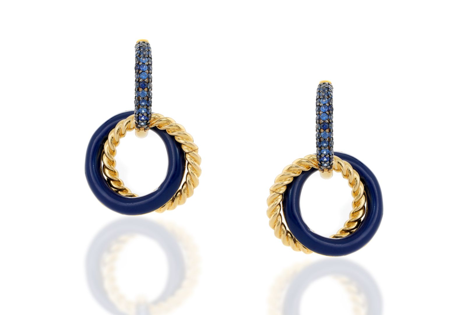 BLUE ENAMEL HOOP EARRING