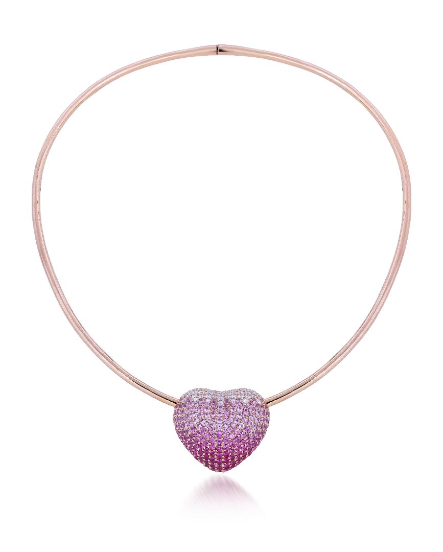 Disco Heart Strawberry Necklace