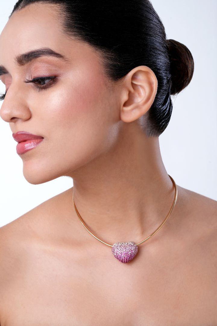 Disco Heart Strawberry Necklace