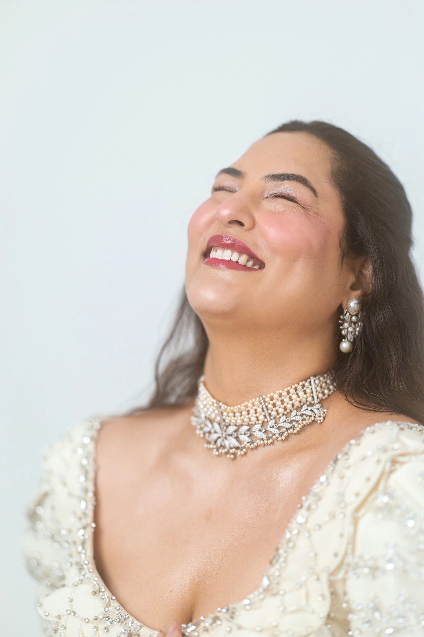 LaJoya Crescent Diamond Necklace in 18K Gold