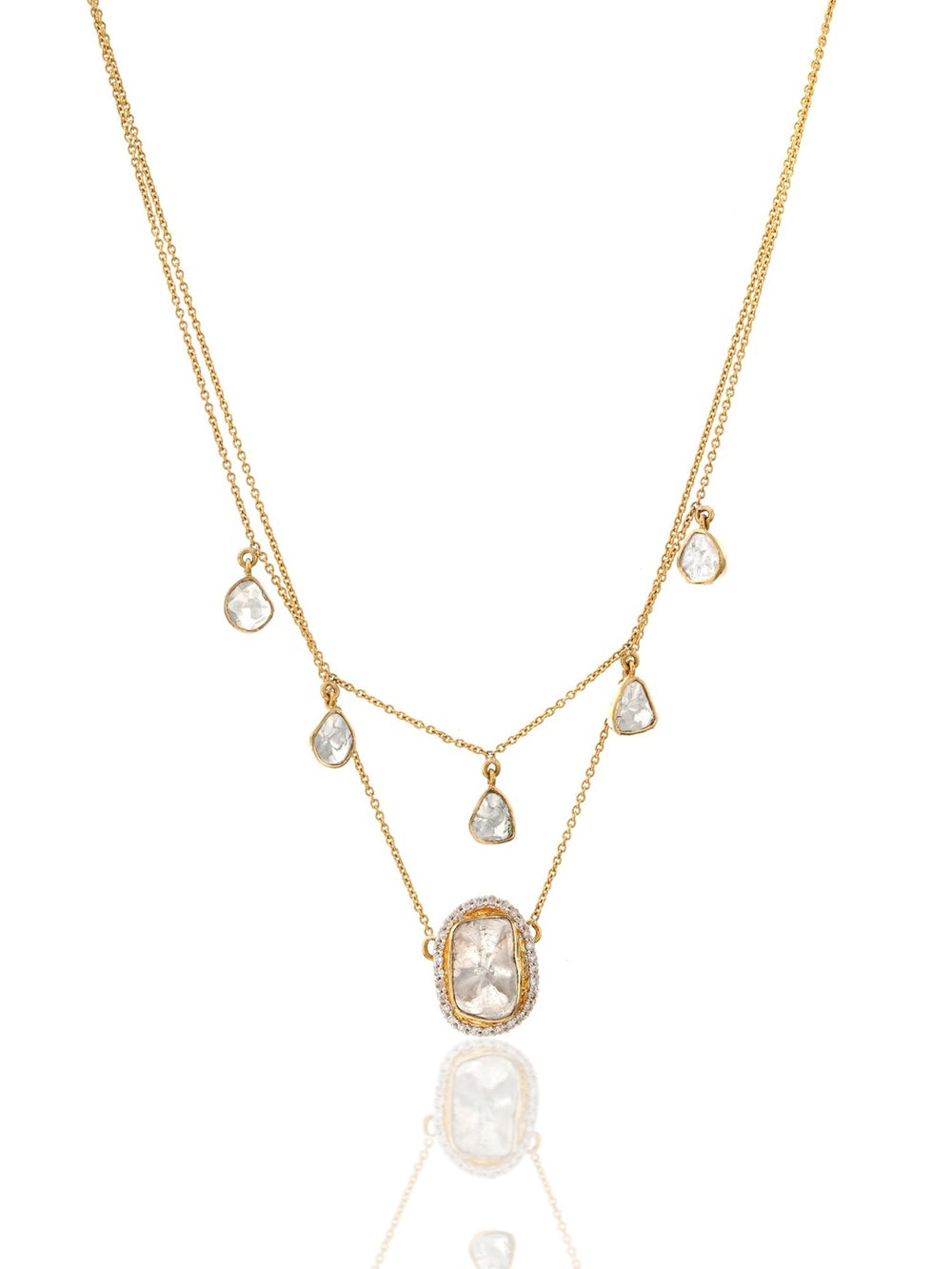 Izzari Celeste Layered Diamond Necklace in 18K Gold