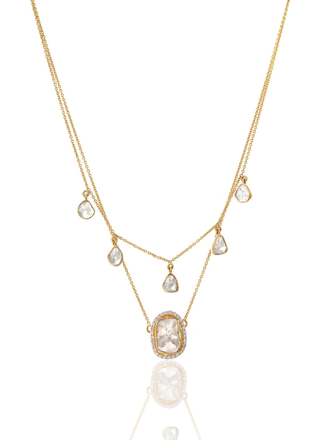 Izzari Celeste Layered Diamond Necklace in 18K Gold