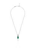 Emerald Drop Diamond Pendant Necklace in 18K Gold