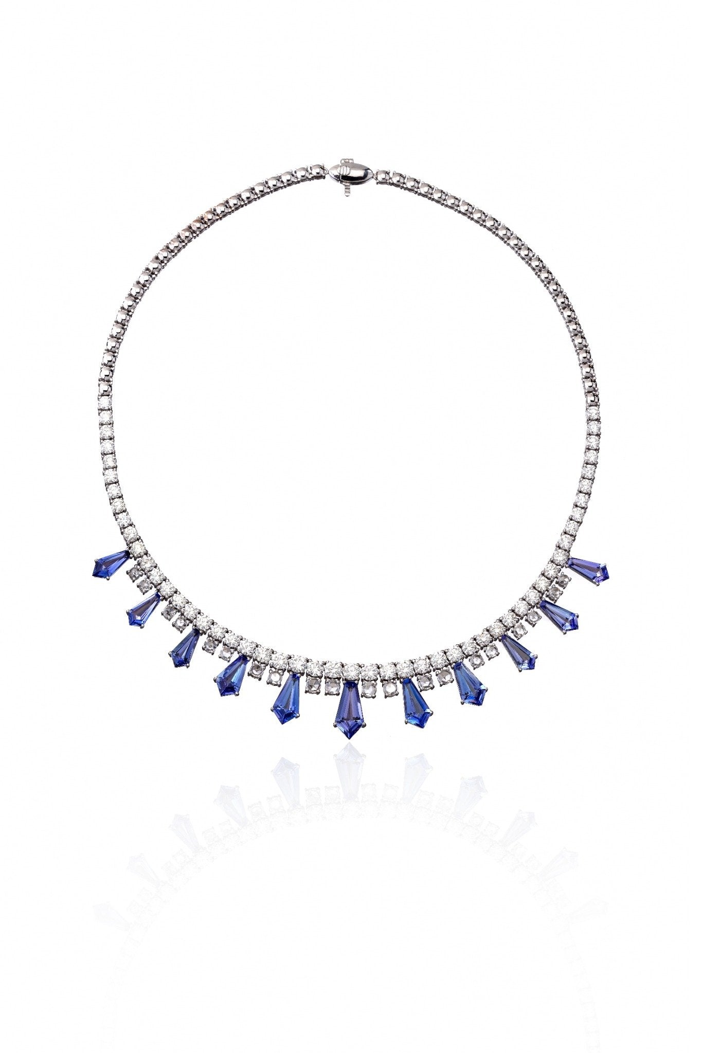 Midnight Sapphire Drop Diamond Necklace in 18K Gold | Luxury Fine Jewellery
