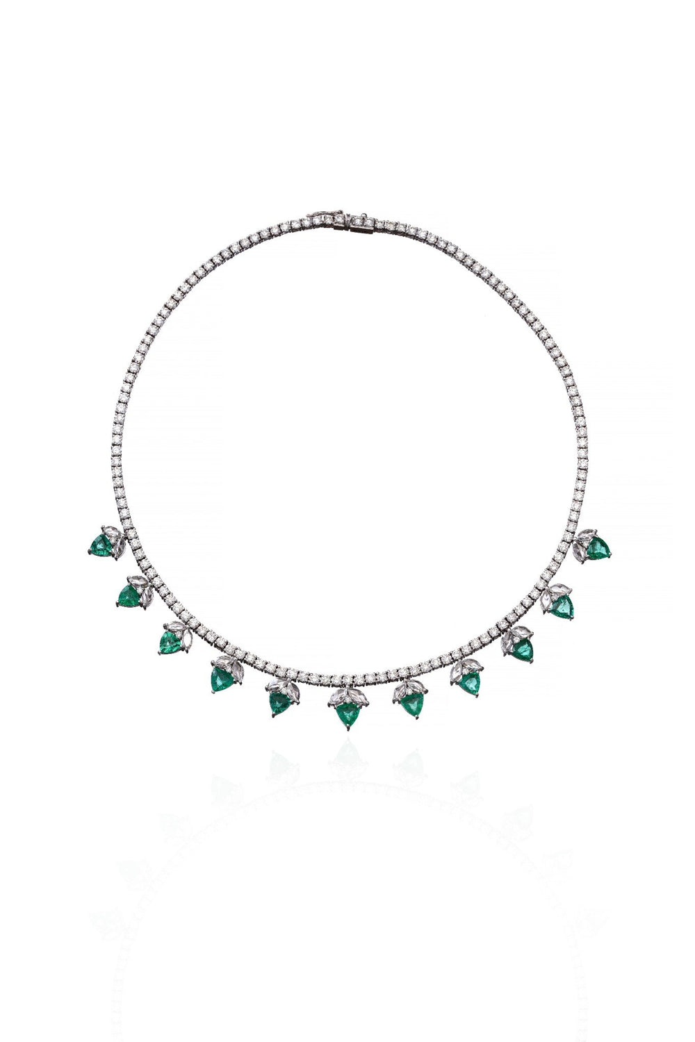 Emerald Drop Fringe Diamond Necklace in 18K Gold | Luxury Statement Fine Jewellery