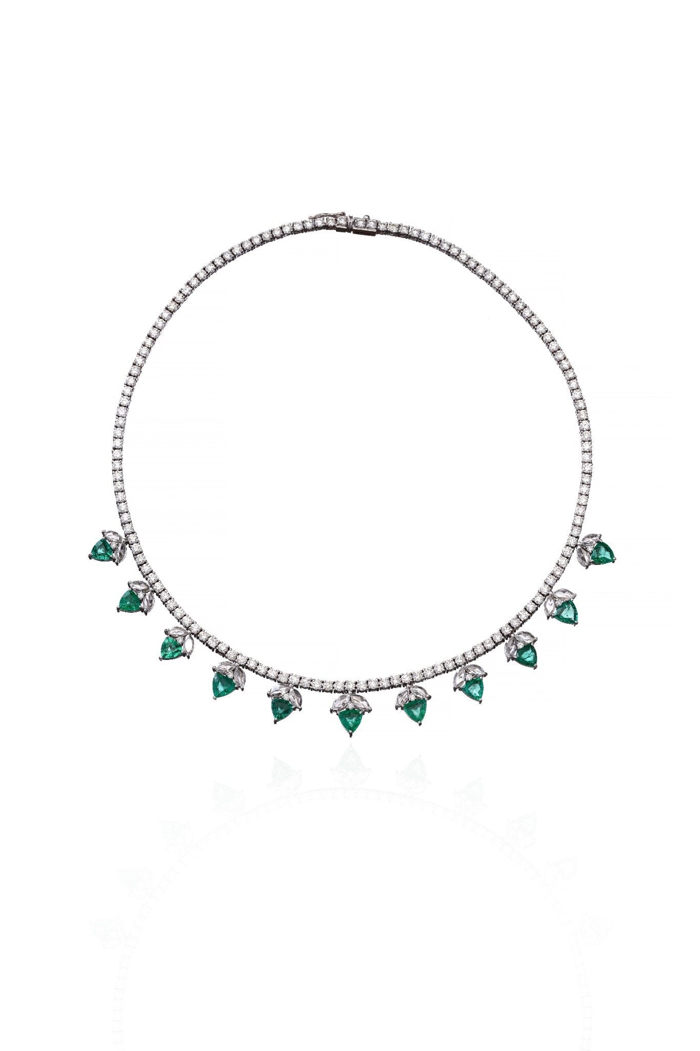 Emerald Drop Fringe Diamond Necklace in 18K Gold | Luxury Statement Fine Jewellery