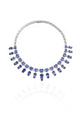 Royal Sapphire Fringe Diamond Necklace in 18K Gold | Luxury Statement Fine Jewellery