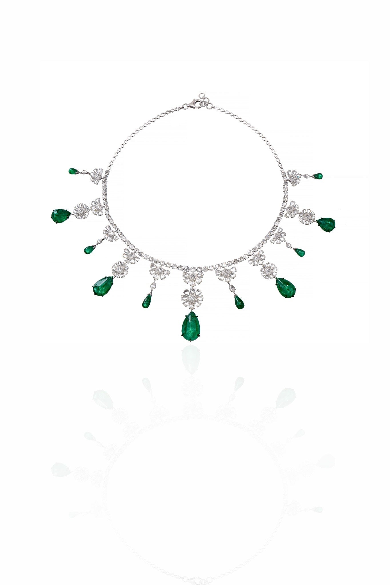 Emerald Cascade Fringe Diamond Necklace in 18K Gold | Luxury Statement Fine Jewellery