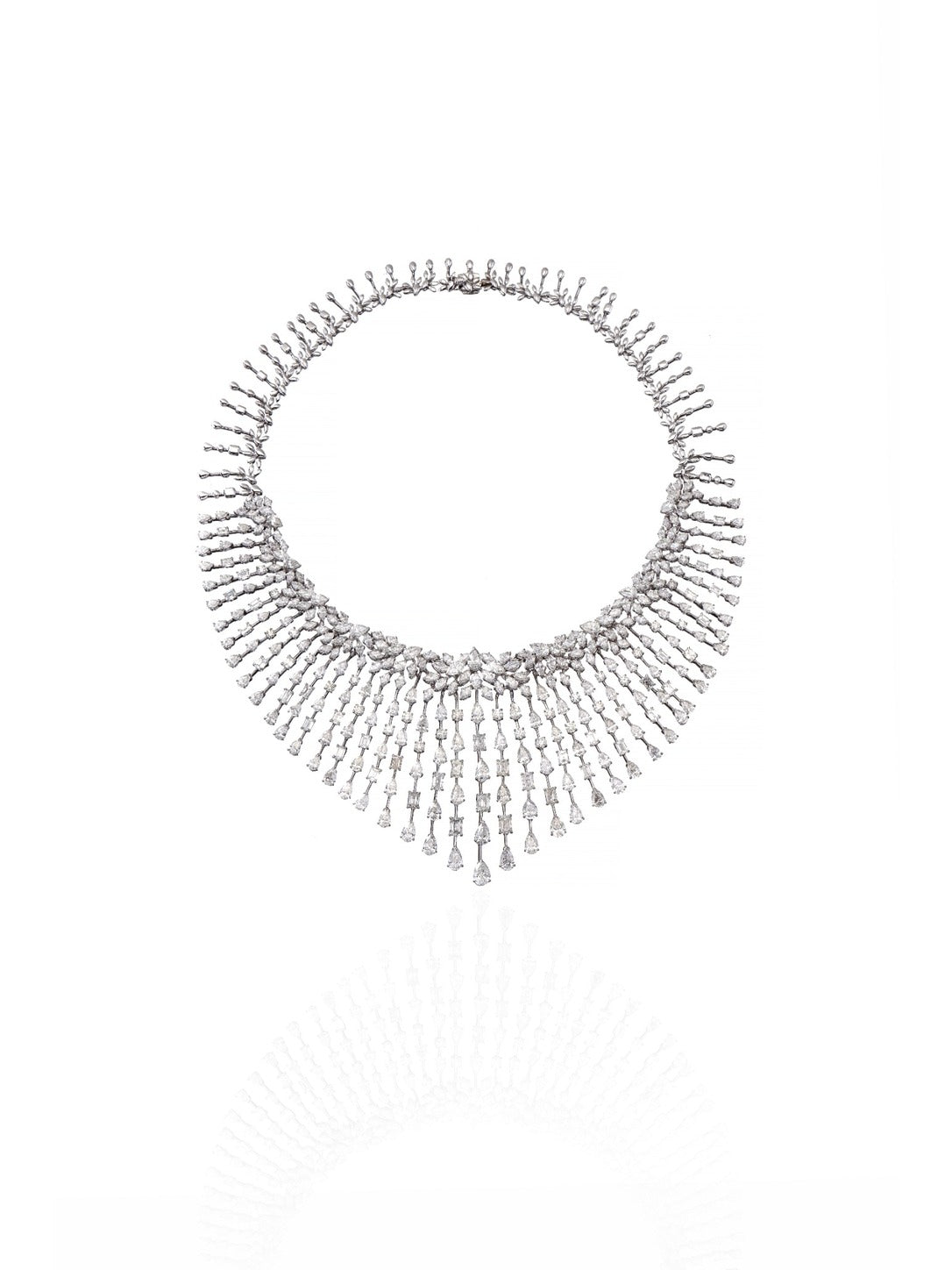 Izzari Majestic Fancy Cut Diamond Statement Necklace in 18K Gold