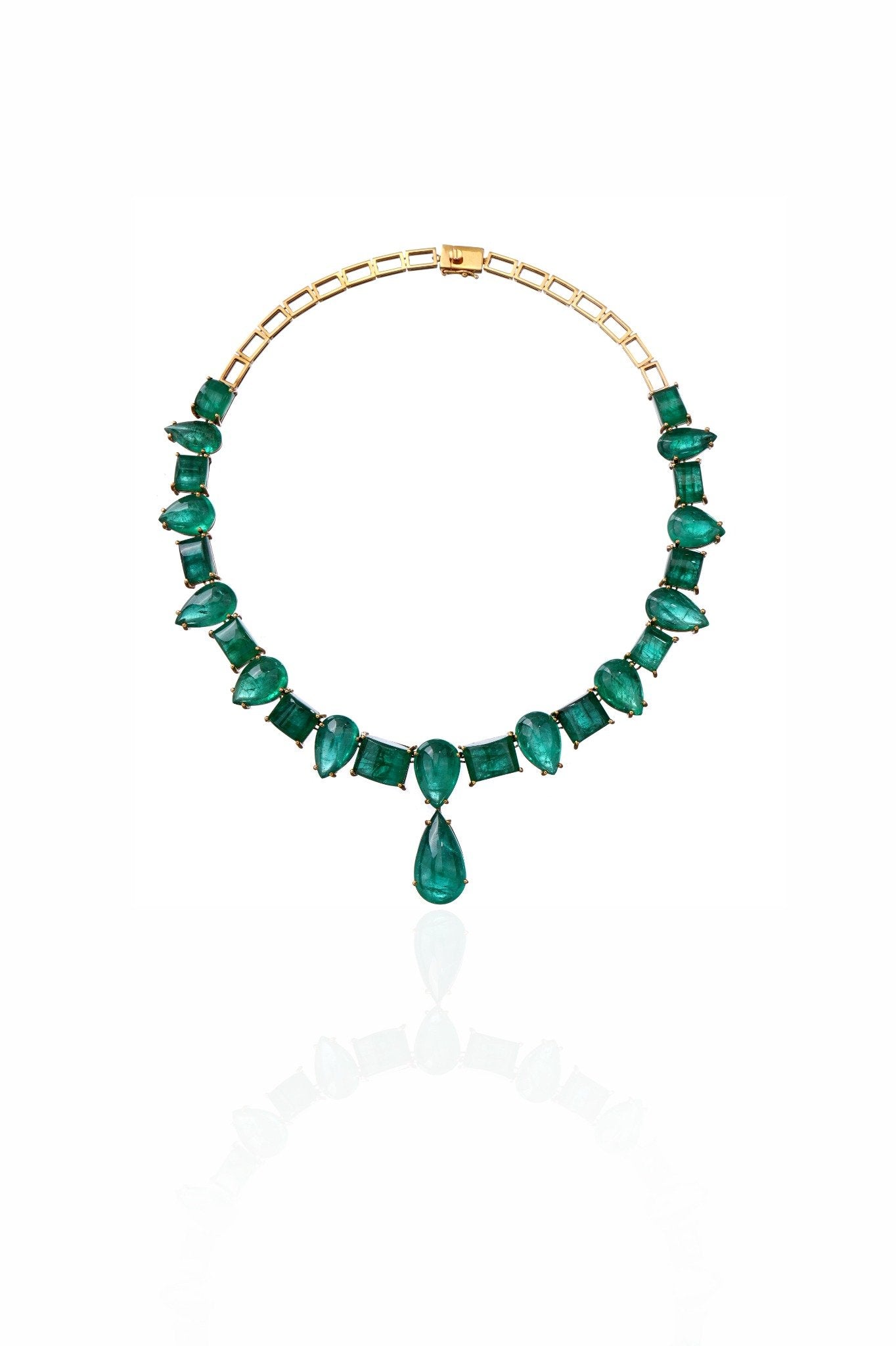 Imperial Emerald Cascade Necklace in 18K Gold | Luxury Statement Fine Jewellery
