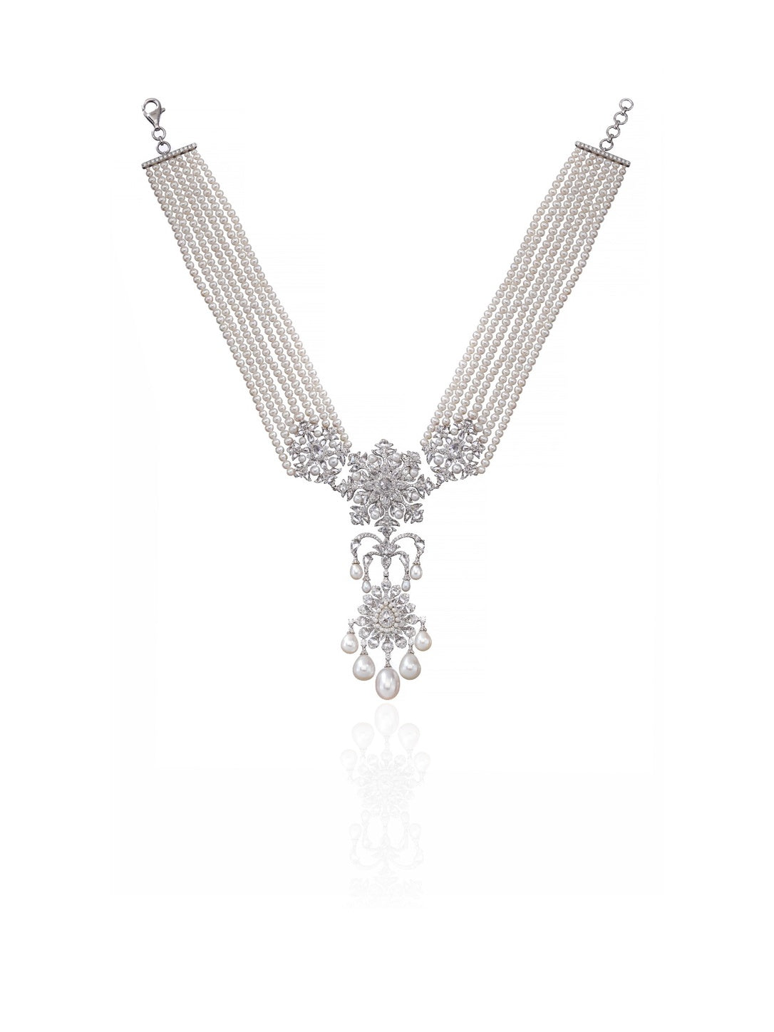 Regalia Pearl Drop Diamond Necklace in 18K Gold | Luxury Statement Fine Jewellery