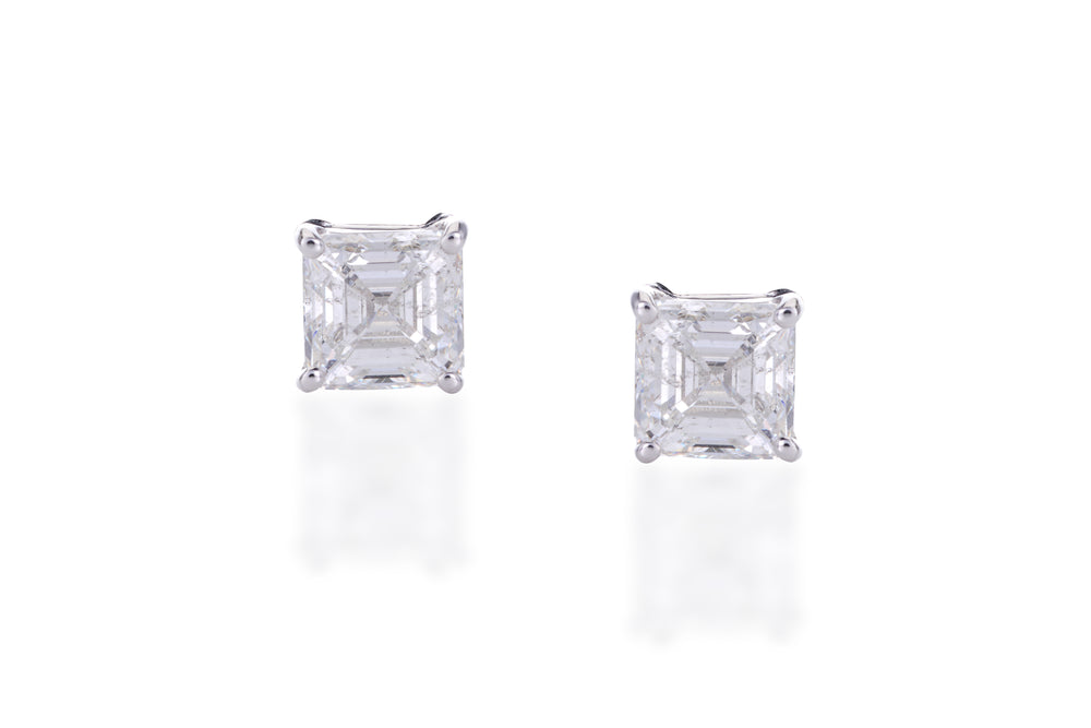 Lumière Emerald Cut Diamond Stud Earrings