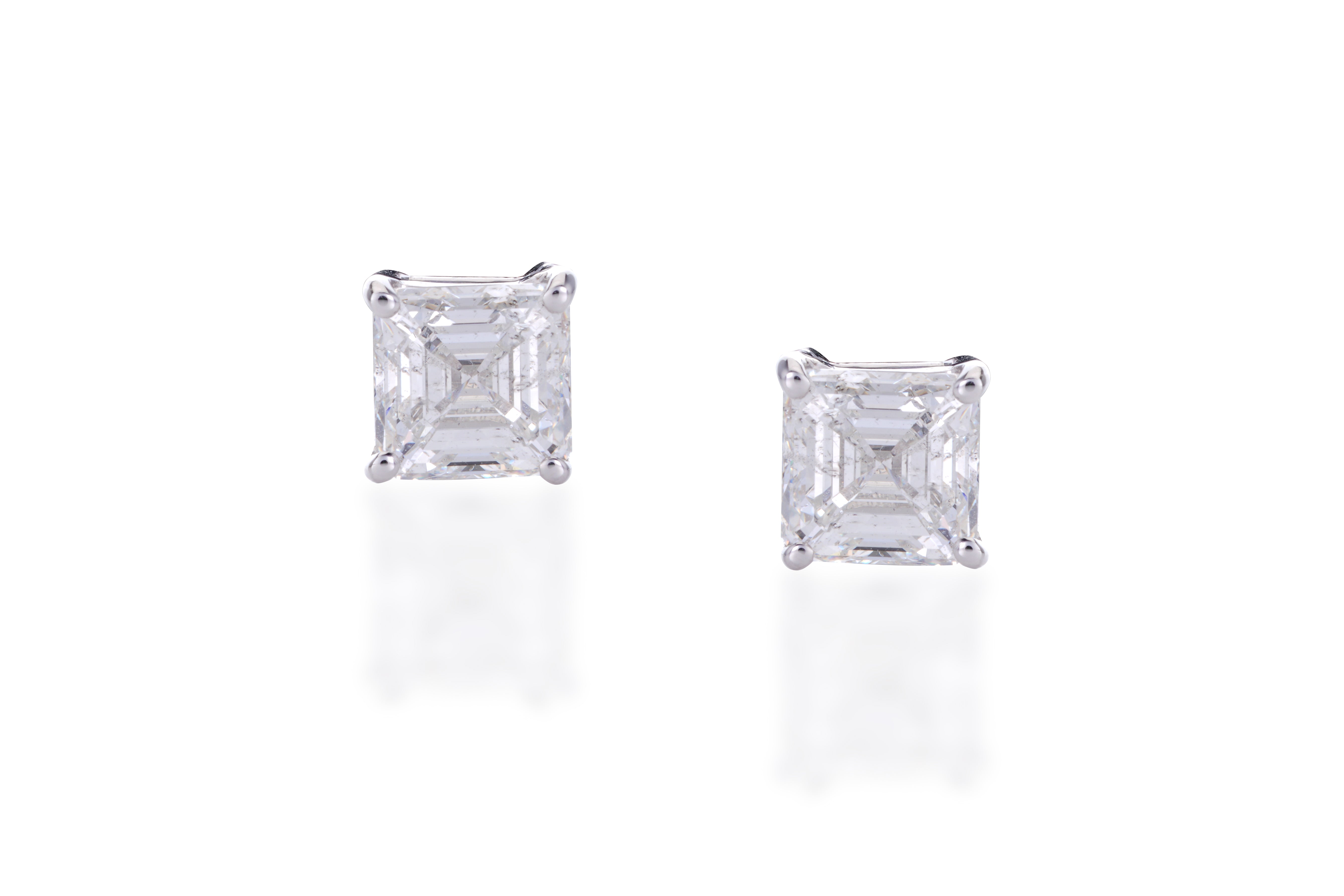 Lumière Emerald Cut Diamond Stud Earrings