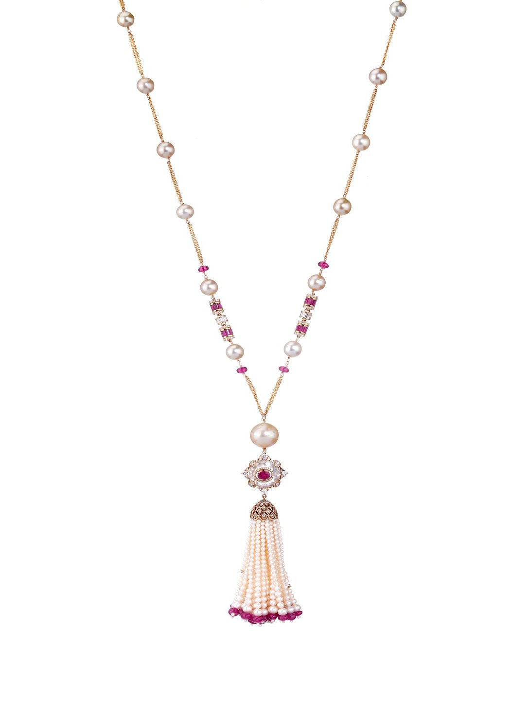 Ruby Diamond Statement Necklace in 18K Gold