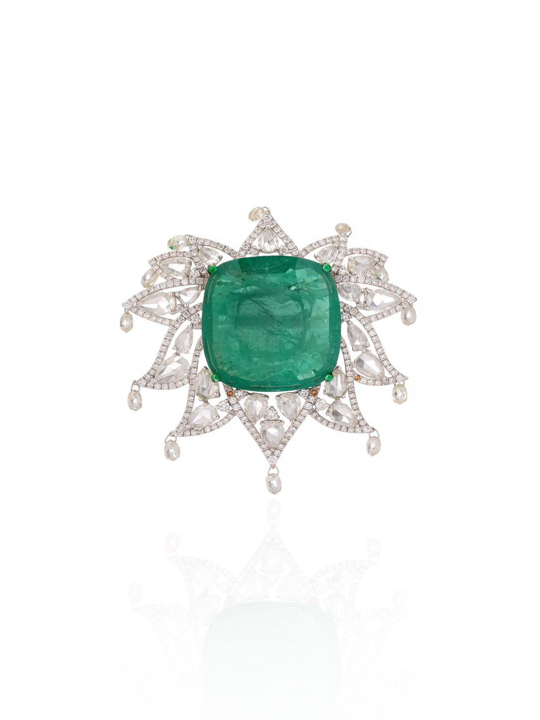 Imperial Emerald Halo Diamond Ring