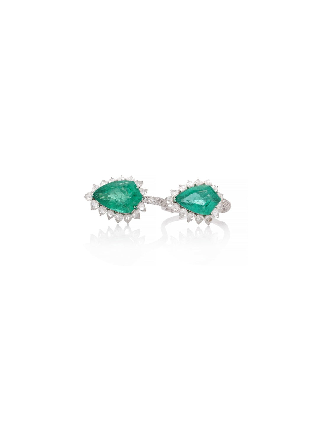 Twin Emerald Bloom Diamond Ring