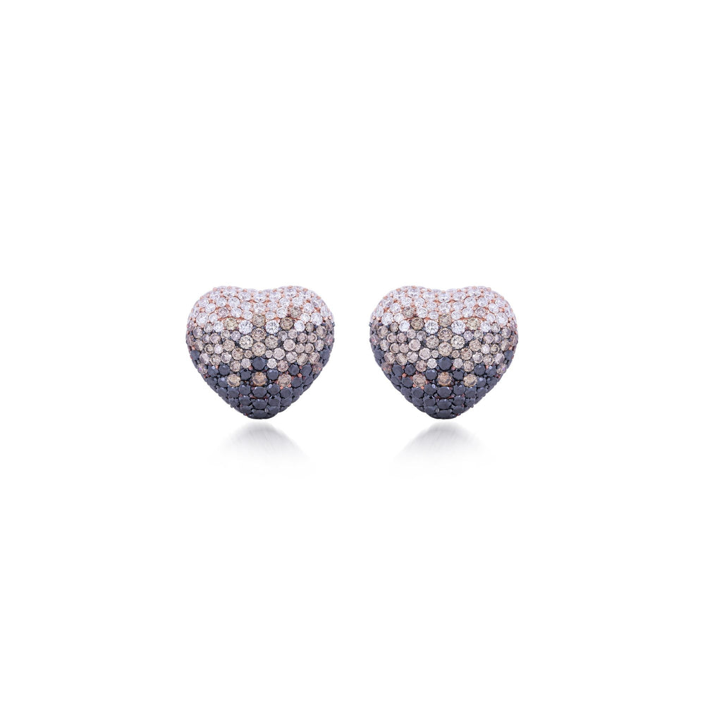 Noir Pavé Diamond Heart Stud Earrings