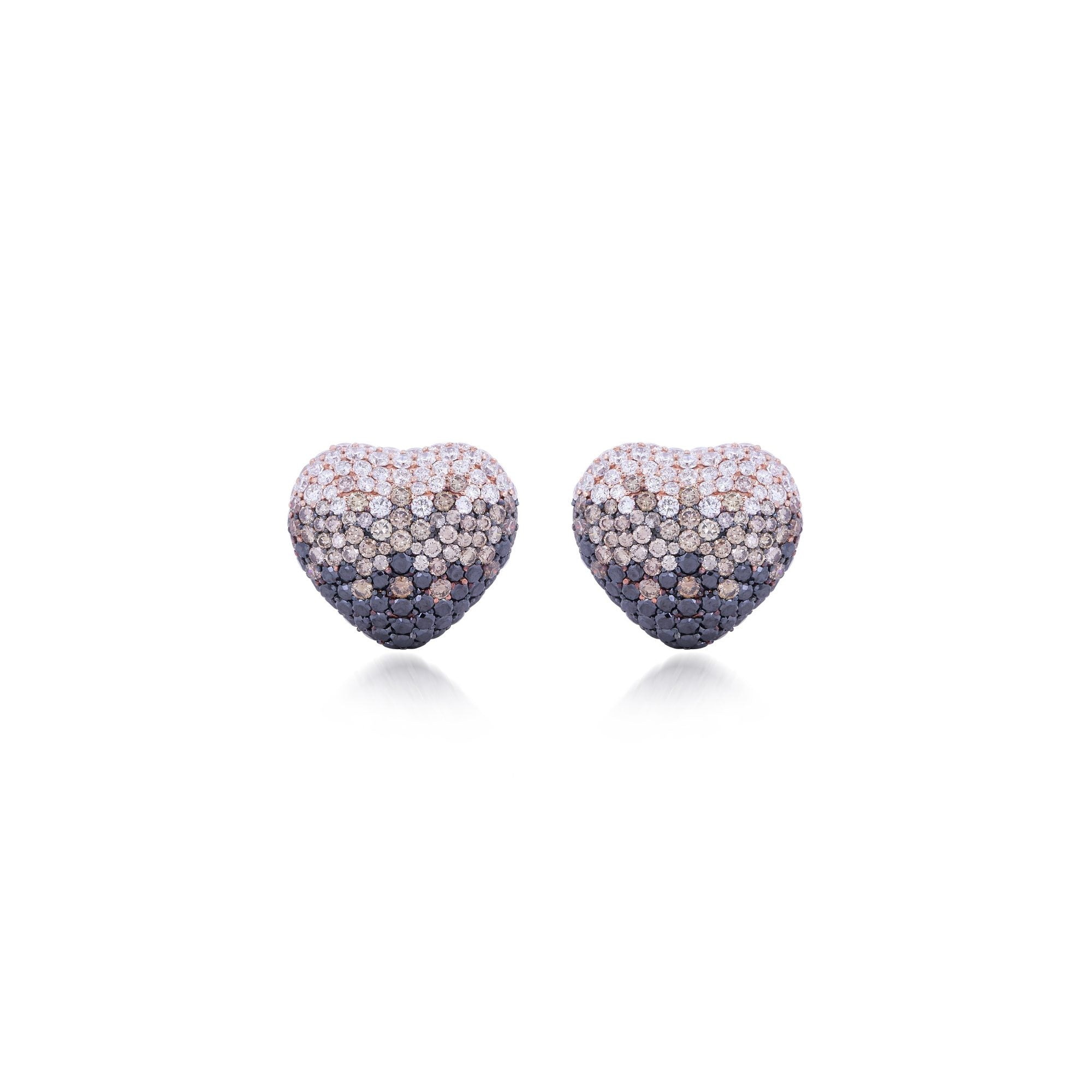 Noir Pavé Diamond Heart Stud Earrings