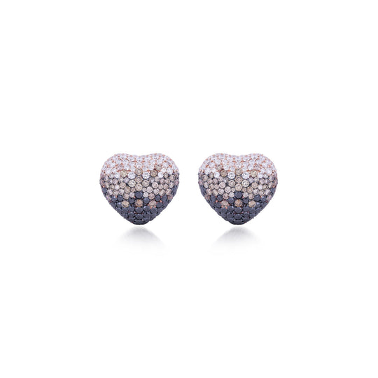 Noir Pavé Diamond Heart Stud Earrings