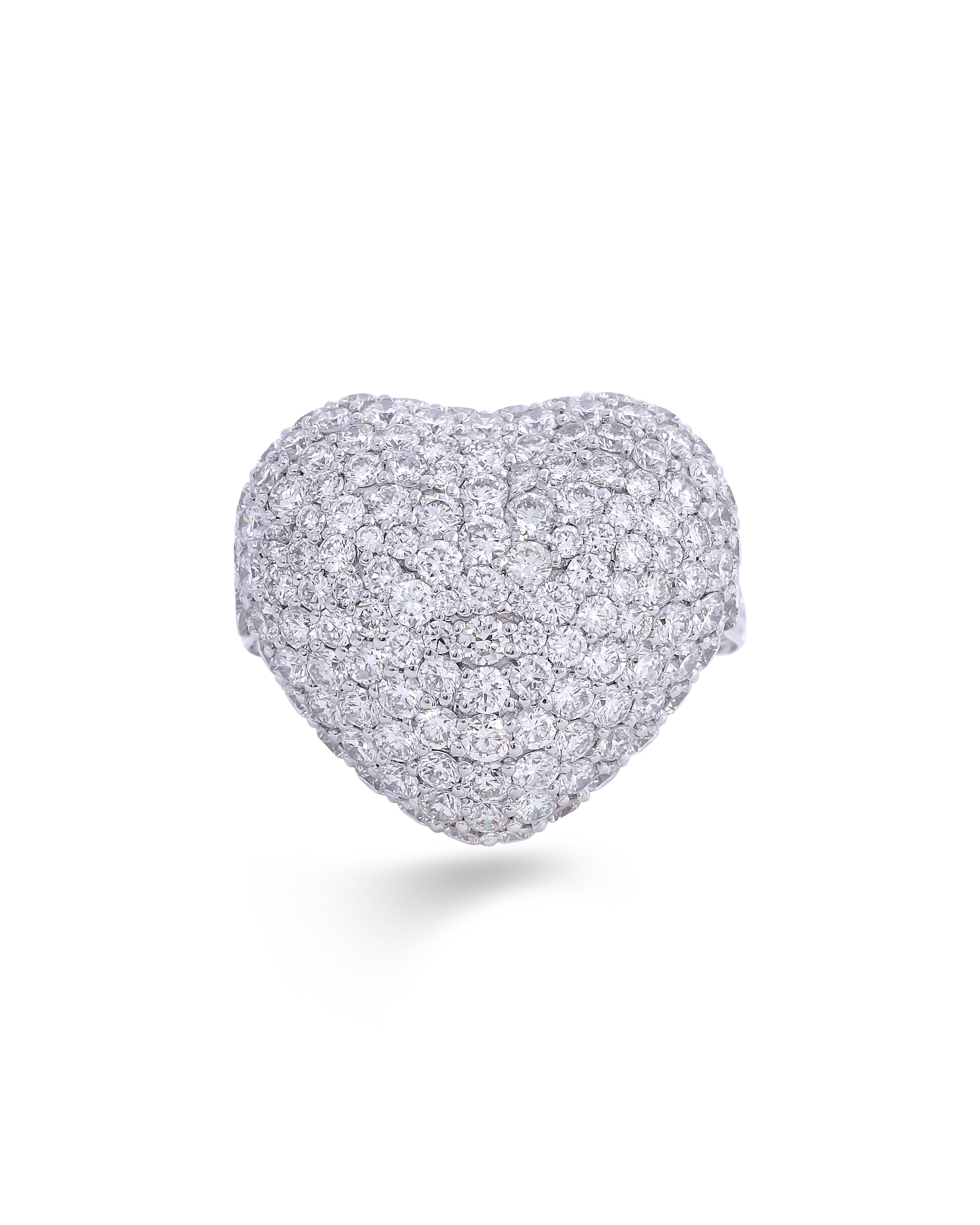 Disco Heart Diamond Ring in 18K White Gold