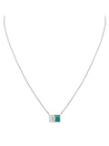 Emerald Accent Diamond Pendant Necklace in 18K Gold