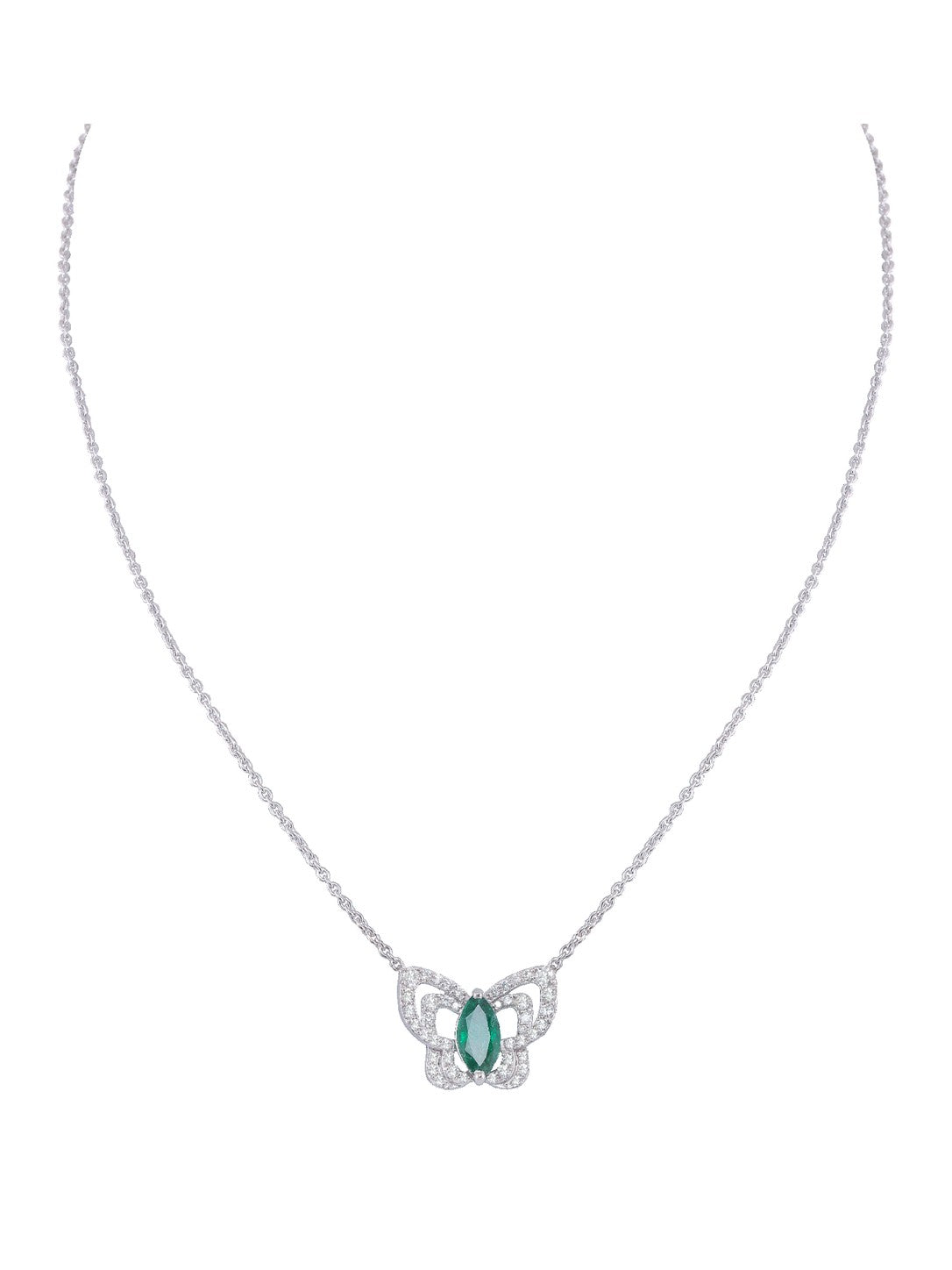 Emerald Diamond Pendant Necklace in 18K Gold