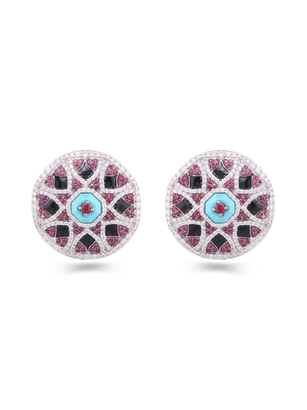 Izzari Rosé Mosaic Gemstone Statement Earrings