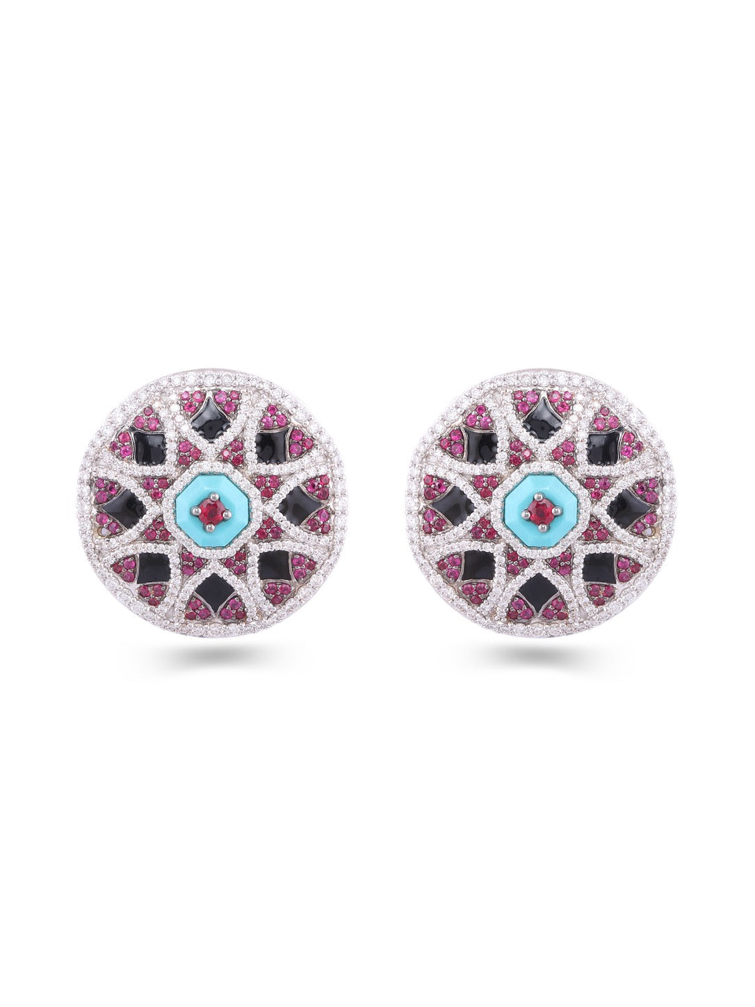 Izzari Rosé Mosaic Gemstone Statement Earrings