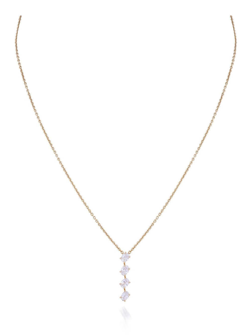 Tiara Oval Diamond Pendant Necklace in 18K Gold
