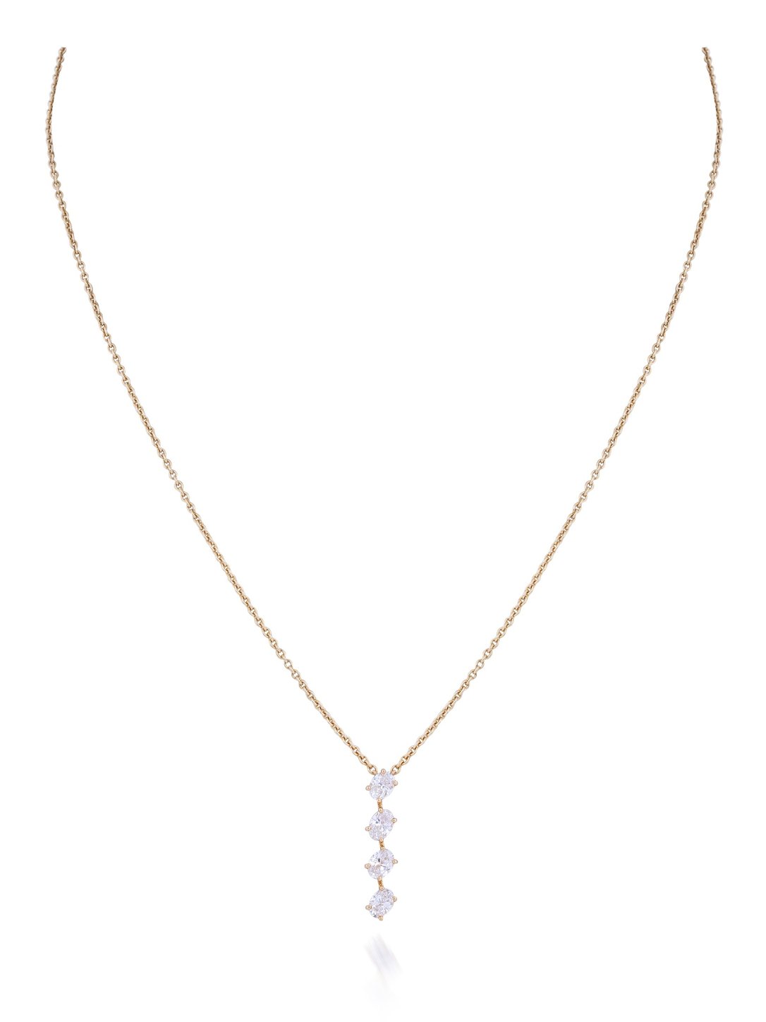 Tiara Oval Diamond Pendant Necklace in 18K Gold
