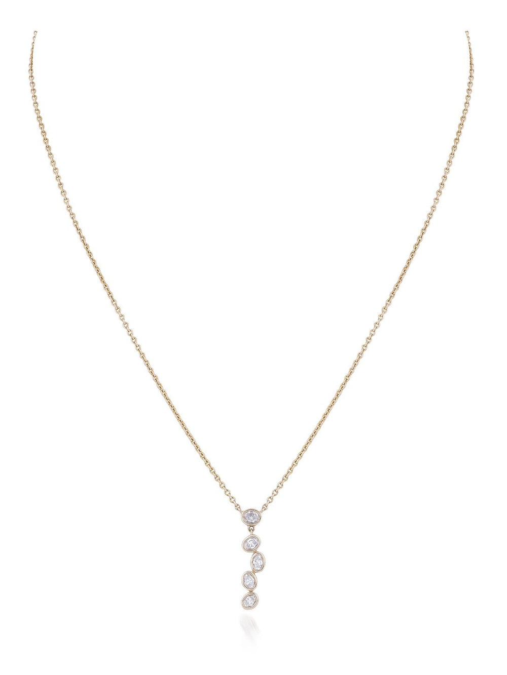 Tiara Oval Bezel Diamond Pendant Necklace in 18K Gold