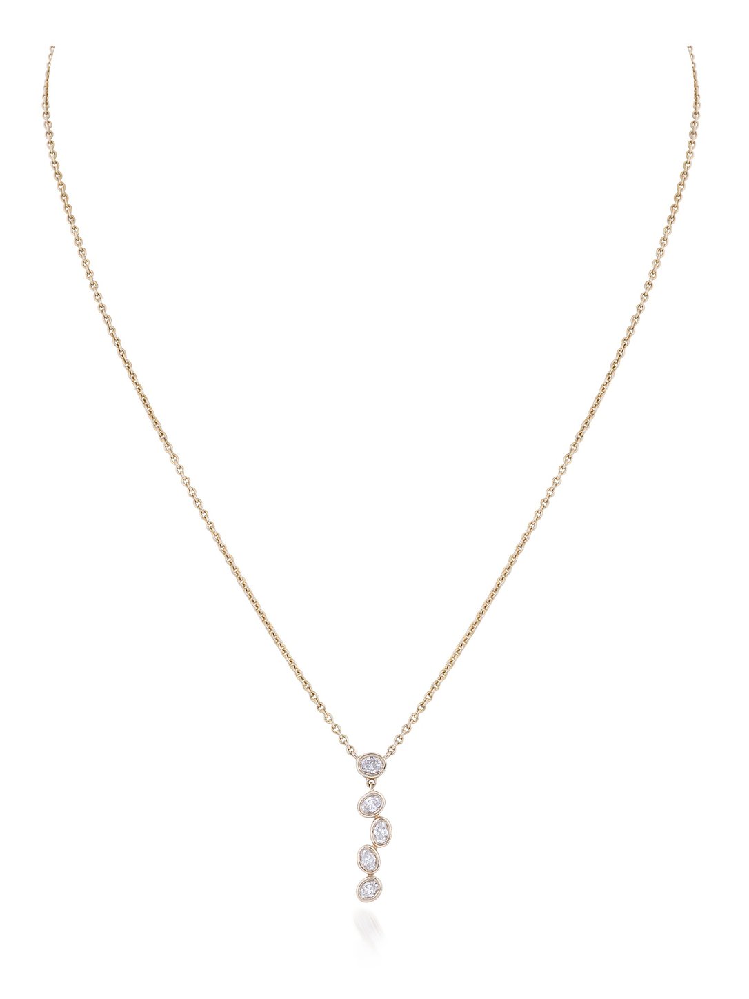 Tiara Oval Bezel Diamond Pendant Necklace in 18K Gold