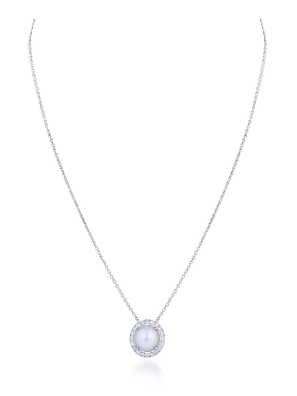 Pearl Diamond Pendant Necklace in 18K Gold