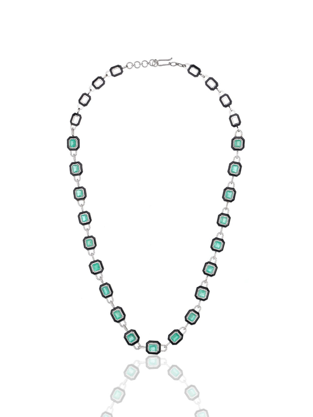 Emerald Diamond Statement Necklace in 18K Gold