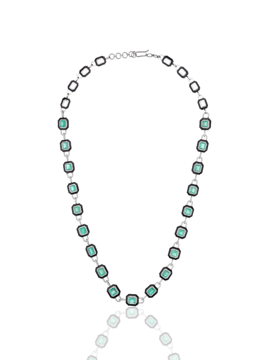 Emerald Diamond Statement Necklace in 18K Gold